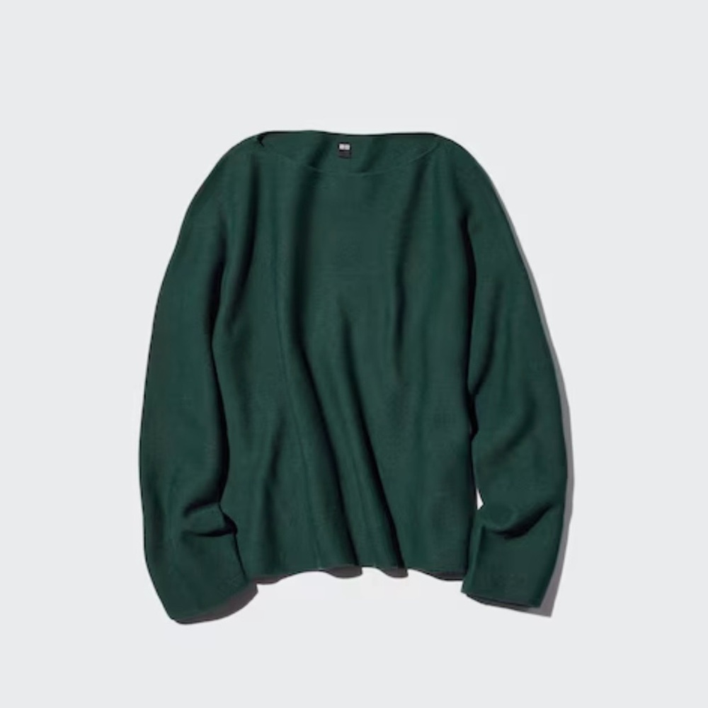 UNIQLO 3D Knit Cotton Sweater Green Small Lightweight Crewneck - Picture 4 of 5